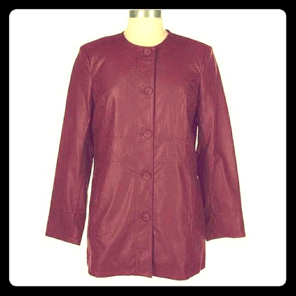 Susan Graver Jackets & Blazers - Faux Leather Red jacket XL